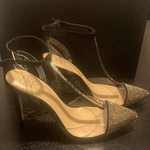 Black & Gold Sling Back Shoes
